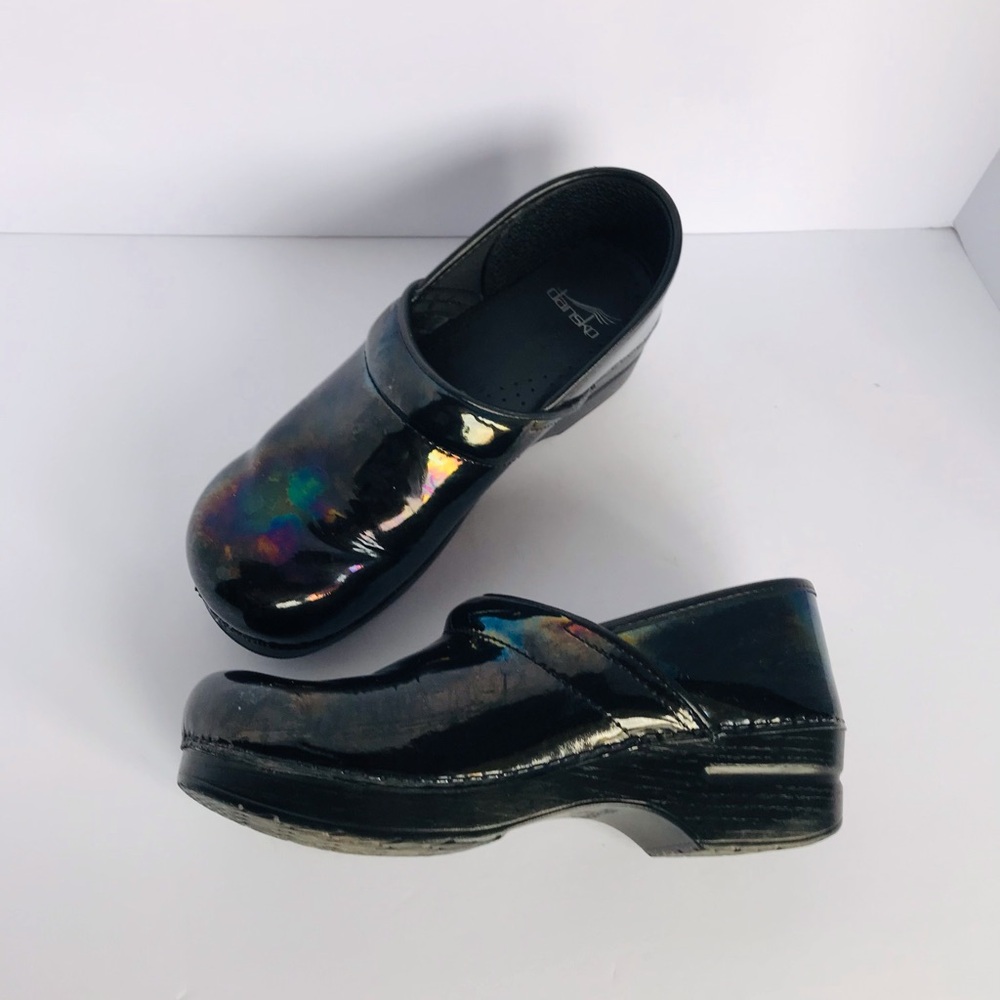 Dansko Iridescent Black Mules